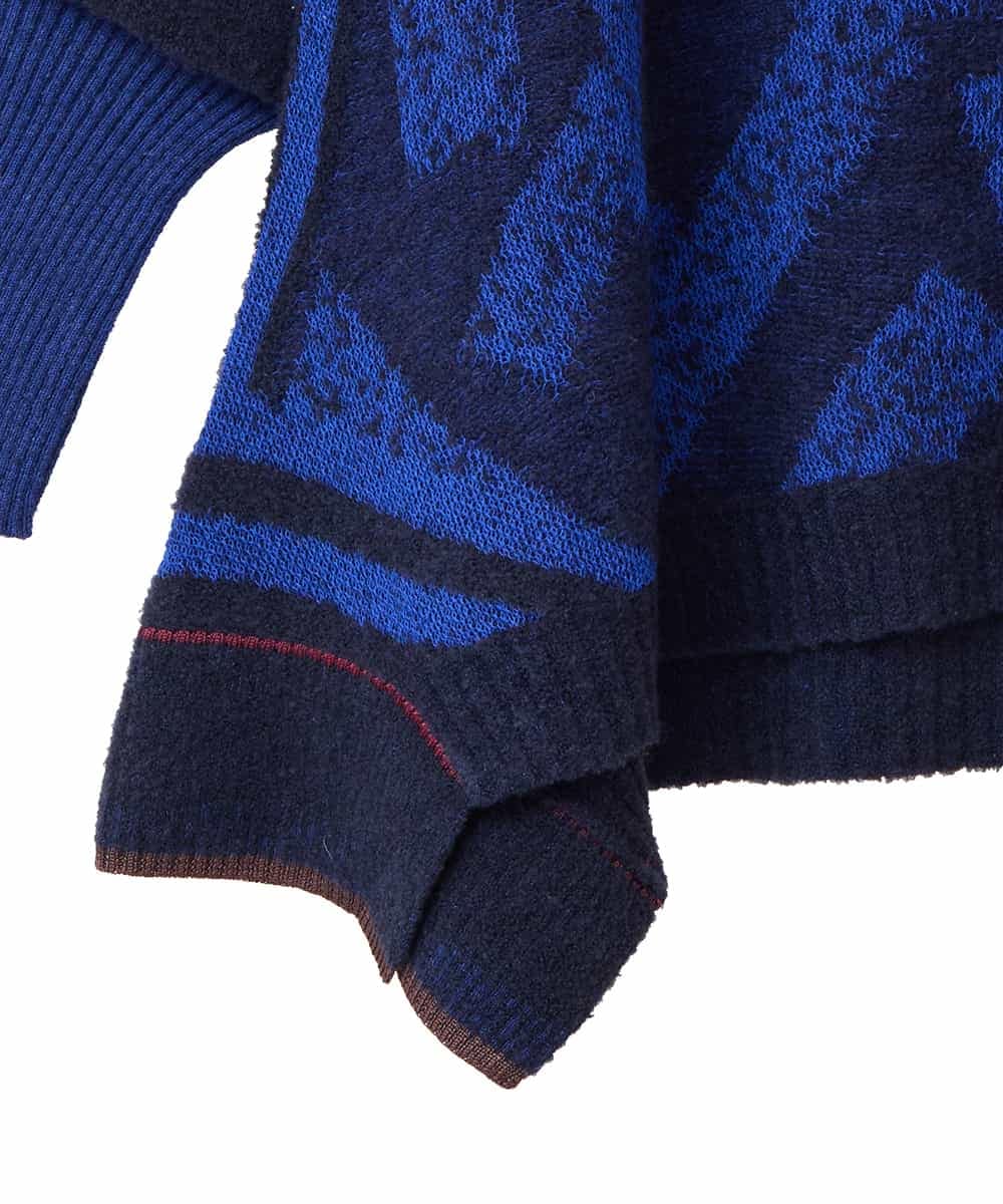 RLFAF61390 HIROKO BIS GRANDE(ヒロコ ビス グランデ) 【大きいサイズ】ロゴジャカードニットプルオーバー ブルー