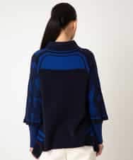 RLFAF61390 HIROKO BIS GRANDE(ヒロコ ビス グランデ) 【大きいサイズ】ロゴジャカードニットプルオーバー ブルー