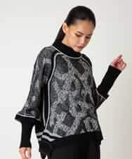 RLFAF61390 HIROKO BIS GRANDE(ヒロコ ビス グランデ) 【大きいサイズ】ロゴジャカードニットプルオーバー ブルー