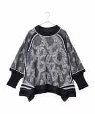 RLFAF61390 HIROKO BIS GRANDE(ヒロコ ビス グランデ) 【大きいサイズ】ロゴジャカードニットプルオーバー ブラック