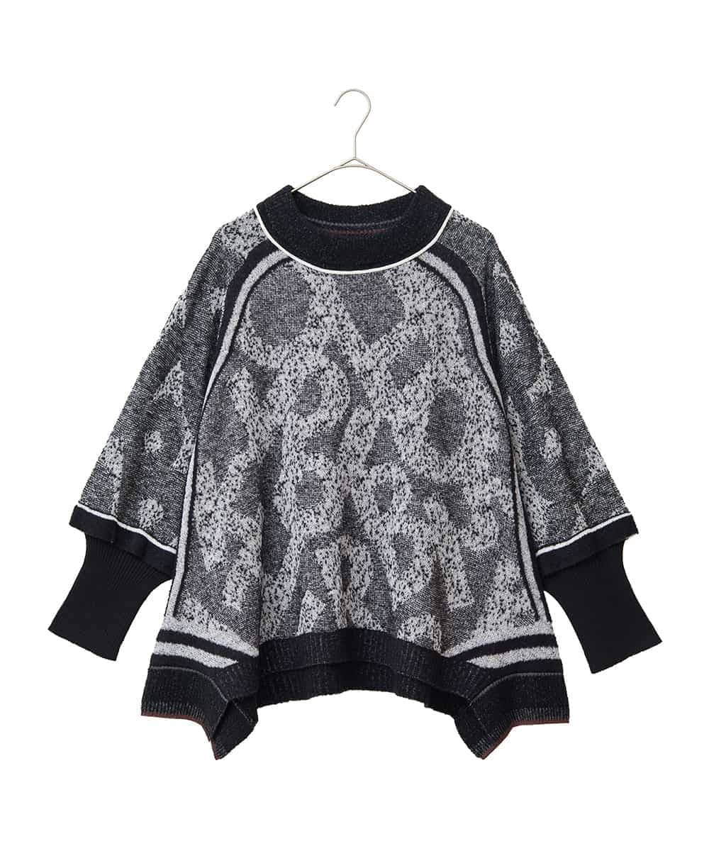 RLFAF61390 HIROKO BIS GRANDE(ヒロコ ビス グランデ) 【大きいサイズ】ロゴジャカードニットプルオーバー ブラック