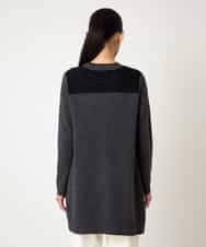 RLFAF65320 HIROKO BIS GRANDE(ヒロコ ビス グランデ) 【大きいサイズ】配色切り替えスパンコールニットチュニック グレー