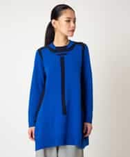 RLFAF65320 HIROKO BIS GRANDE(ヒロコ ビス グランデ) 【大きいサイズ】配色切り替えスパンコールニットチュニック グレー