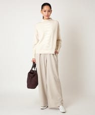 RLFAF66290 HIROKO BIS GRANDE(ヒロコ ビス グランデ) 【大きいサイズ】幾何柄モチーフスパンコールニットプルオーバー グレー