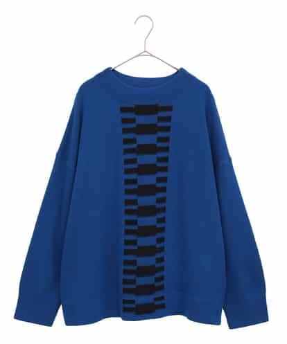 RLFAF66290 HIROKO BIS GRANDE 幾何柄モチーフスパンコールニットプルオーバー