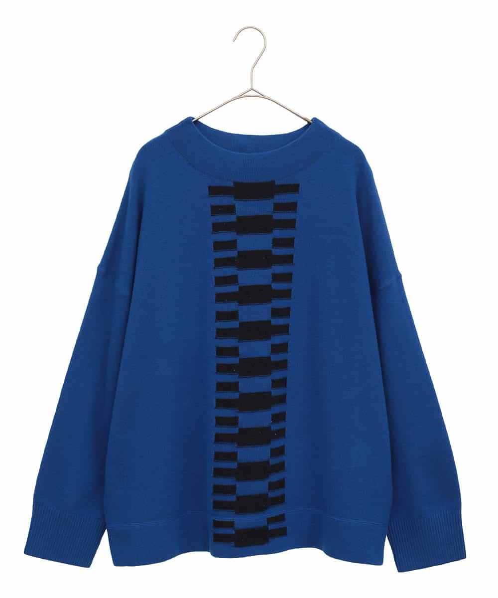 RLFAF66290 HIROKO BIS GRANDE 幾何柄モチーフスパンコールニットプルオーバー