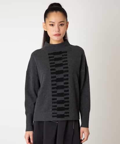 RLFAF66290 HIROKO BIS GRANDE 【大きいサイズ】幾何柄モチーフスパンコールニットプルオーバー