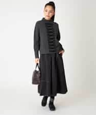 RLFAF66290 HIROKO BIS GRANDE(ヒロコ ビス グランデ) 【大きいサイズ】幾何柄モチーフスパンコールニットプルオーバー グレー