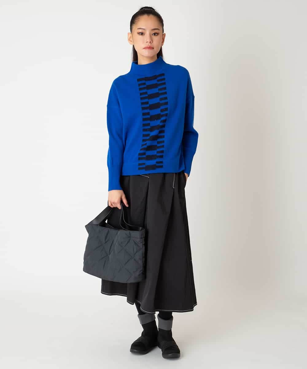 RLFAF66290 HIROKO BIS GRANDE(ヒロコ ビス グランデ) 【大きいサイズ】幾何柄モチーフスパンコールニットプルオーバー グレー