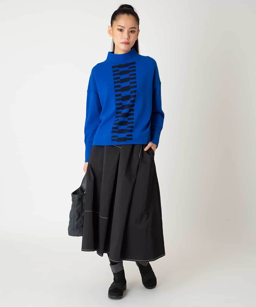 RLFAF66290 HIROKO BIS GRANDE(ヒロコ ビス グランデ) 【大きいサイズ】幾何柄モチーフスパンコールニットプルオーバー グレー