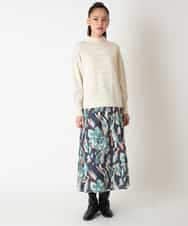 RLFAF66290 HIROKO BIS GRANDE(ヒロコ ビス グランデ) 【大きいサイズ】幾何柄モチーフスパンコールニットプルオーバー グレー