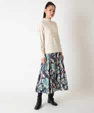 RLFAF66290 HIROKO BIS GRANDE(ヒロコ ビス グランデ) 【大きいサイズ】幾何柄モチーフスパンコールニットプルオーバー グレー