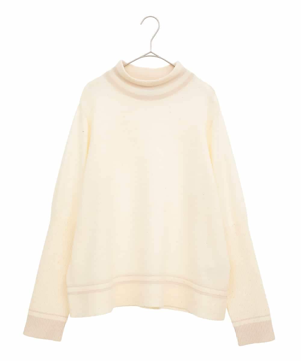 RLFAF67260 HIROKO BIS GRANDE(ヒロコ ビス グランデ) 【大きいサイズ】ボーダーネックスパンコールニットプルオーバー アイボリー