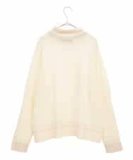 RLFAF67260 HIROKO BIS GRANDE(ヒロコ ビス グランデ) 【大きいサイズ】ボーダーネックスパンコールニットプルオーバー アイボリー