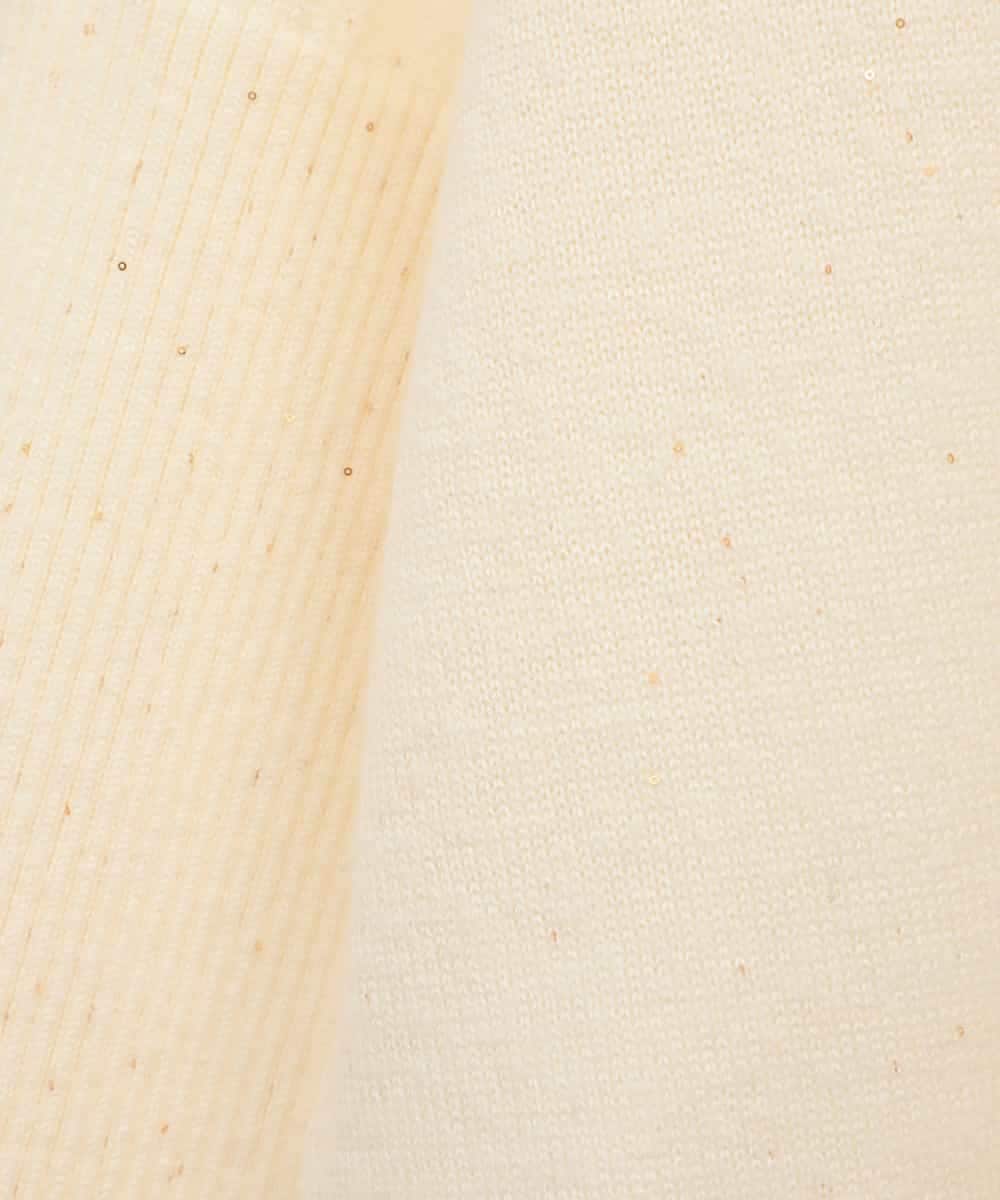 RLFAF67260 HIROKO BIS GRANDE(ヒロコ ビス グランデ) 【大きいサイズ】ボーダーネックスパンコールニットプルオーバー アイボリー