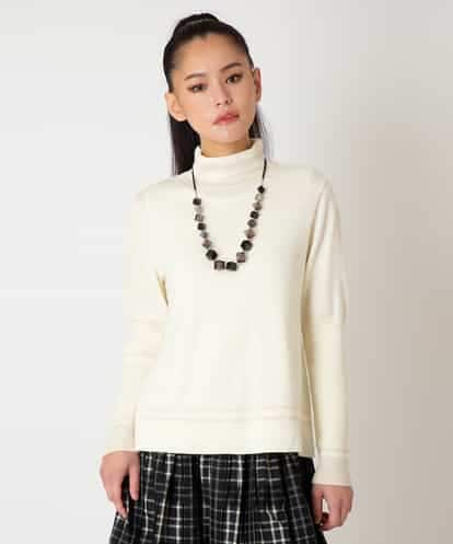 RLFAF67260 HIROKO BIS GRANDE 【大きいサイズ】ボーダーネックスパンコールニットプルオーバー