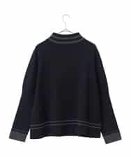 RLFAF67260 HIROKO BIS GRANDE(ヒロコ ビス グランデ) 【大きいサイズ】ボーダーネックスパンコールニットプルオーバー グレー