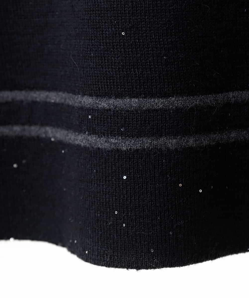 RLFAF67260 HIROKO BIS GRANDE(ヒロコ ビス グランデ) 【大きいサイズ】ボーダーネックスパンコールニットプルオーバー グレー