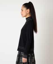 RLFAF67260 HIROKO BIS GRANDE(ヒロコ ビス グランデ) 【大きいサイズ】ボーダーネックスパンコールニットプルオーバー グレー