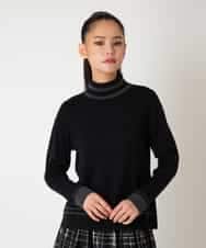 RLFAF67260 HIROKO BIS GRANDE(ヒロコ ビス グランデ) 【大きいサイズ】ボーダーネックスパンコールニットプルオーバー グレー