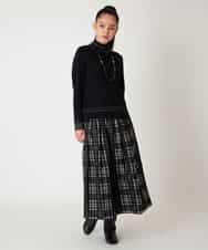 RLFAF67260 HIROKO BIS GRANDE(ヒロコ ビス グランデ) 【大きいサイズ】ボーダーネックスパンコールニットプルオーバー グレー