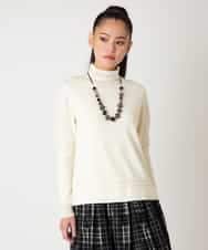 RLFAF67260 HIROKO BIS GRANDE(ヒロコ ビス グランデ) 【大きいサイズ】ボーダーネックスパンコールニットプルオーバー グレー