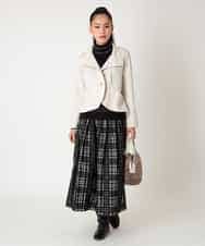 RLFAF67260 HIROKO BIS GRANDE(ヒロコ ビス グランデ) 【大きいサイズ】ボーダーネックスパンコールニットプルオーバー グレー