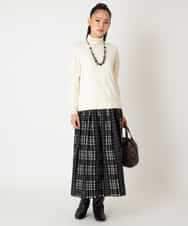 RLFAF67260 HIROKO BIS GRANDE(ヒロコ ビス グランデ) 【大きいサイズ】ボーダーネックスパンコールニットプルオーバー グレー