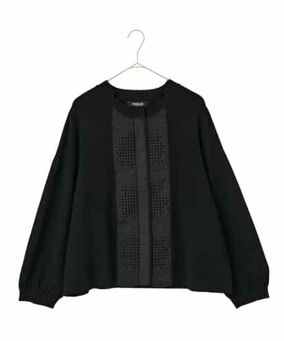 RLFAF70460 HIROKO BIS GRANDE 【大きいサイズ】レースドッキングニットカーディガン