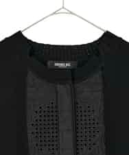 RLFAF70460 HIROKO BIS GRANDE(ヒロコ ビス グランデ) 【大きいサイズ】レースドッキングニットカーディガン ブラック