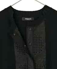 RLFAF70460 HIROKO BIS GRANDE(ヒロコ ビス グランデ) 【大きいサイズ】レースドッキングニットカーディガン ブラック