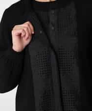 RLFAF70460 HIROKO BIS GRANDE(ヒロコ ビス グランデ) 【大きいサイズ】レースドッキングニットカーディガン ブラック