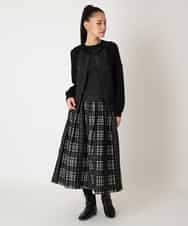 RLFAF70460 HIROKO BIS GRANDE(ヒロコ ビス グランデ) 【大きいサイズ】レースドッキングニットカーディガン ブラック