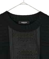 RLFAF71420 HIROKO BIS GRANDE(ヒロコ ビス グランデ) 【大きいサイズ】レースドッキングニットプルオーバー ブラック