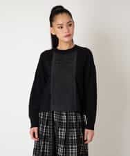 RLFAF71420 HIROKO BIS GRANDE(ヒロコ ビス グランデ) 【大きいサイズ】レースドッキングニットプルオーバー ブラック