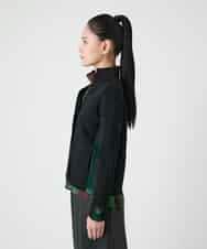 RLFAG46420 HIROKO BIS GRANDE(ヒロコ ビス グランデ) 【大きいサイズ】バイカラーニットジャケット ブラック