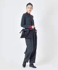 RLFAH52290 HIROKO BIS GRANDE(ヒロコ ビス グランデ) 【大きいサイズ/先行予約】配色ステッチウールニットプルオーバー グレ－×レッド