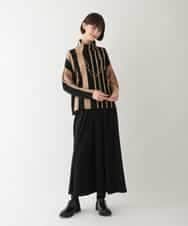 RLFAV02390 HIROKO BIS GRANDE(ヒロコ ビス グランデ) アシンメトリーストライプニットプルオーバー ブラック