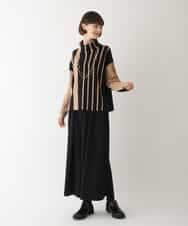 RLFAV02390 HIROKO BIS GRANDE(ヒロコ ビス グランデ) アシンメトリーストライプニットプルオーバー ブラック