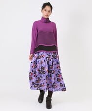 RLFAW23330 HIROKO BIS GRANDE(ヒロコ ビス グランデ) タックウェーブ配色ニットプルオーバー ライトブルー