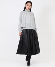 RLFAW25360 HIROKO BIS GRANDE(ヒロコ ビス グランデ) メリノウールモチーフデザインカーディガン ライトグレー