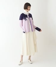 RLFAW30320 HIROKO BIS GRANDE(ヒロコ ビス グランデ) バイカラー刺繍ニットカーディガン ピンク