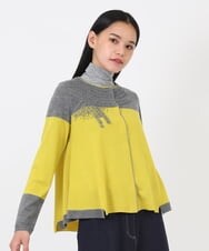 RLFAW30320 HIROKO BIS GRANDE(ヒロコ ビス グランデ) バイカラー刺繍ニットカーディガン イエロー