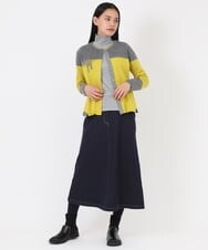RLFAW30320 HIROKO BIS GRANDE(ヒロコ ビス グランデ) バイカラー刺繍ニットカーディガン イエロー
