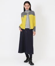 RLFAW30320 HIROKO BIS GRANDE(ヒロコ ビス グランデ) バイカラー刺繍ニットカーディガン イエロー