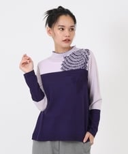 RLFAW31290 HIROKO BIS GRANDE(ヒロコ ビス グランデ) バイカラー刺繍ニットプルオーバー ラベンダー