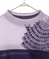 RLFAW31290 HIROKO BIS GRANDE(ヒロコ ビス グランデ) バイカラー刺繍ニットプルオーバー ラベンダー