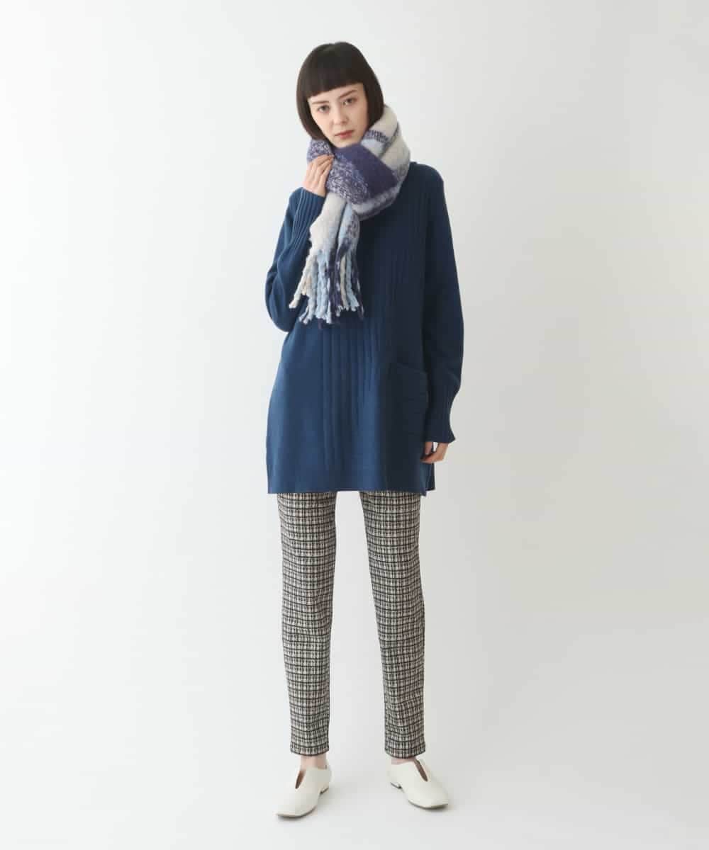 RLFAX12260 HIROKO BIS GRANDE(ヒロコ ビス グランデ) エアヤーンアシンメトリーチュニックニット ブルー