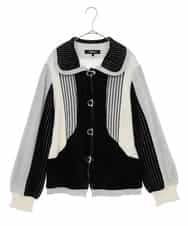 RLFAX15420 HIROKO BIS GRANDE(ヒロコ ビス グランデ) フェザーヤーンジャカードニットカーディガン ブラック