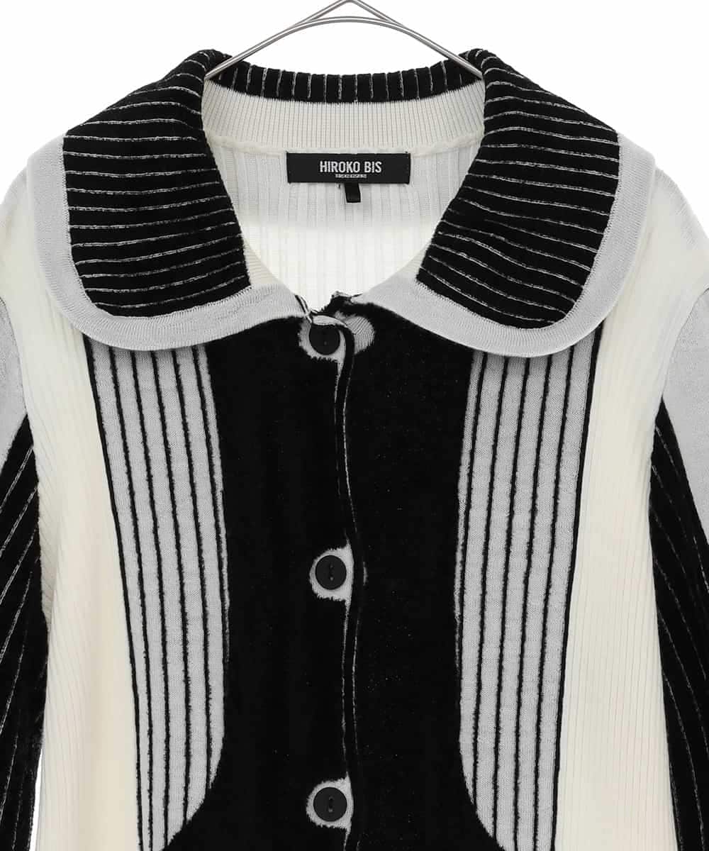 RLFAX15420 HIROKO BIS GRANDE(ヒロコ ビス グランデ) フェザーヤーンジャカードニットカーディガン ブラック